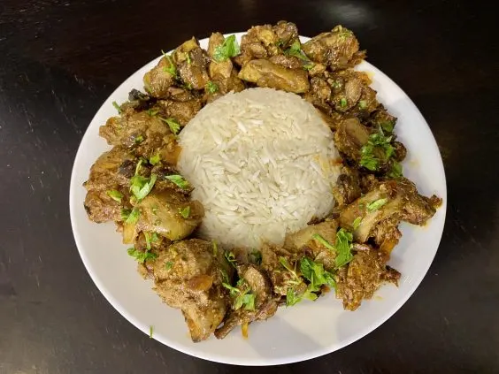 Chicken liver with onion and white rice recipe photo 2